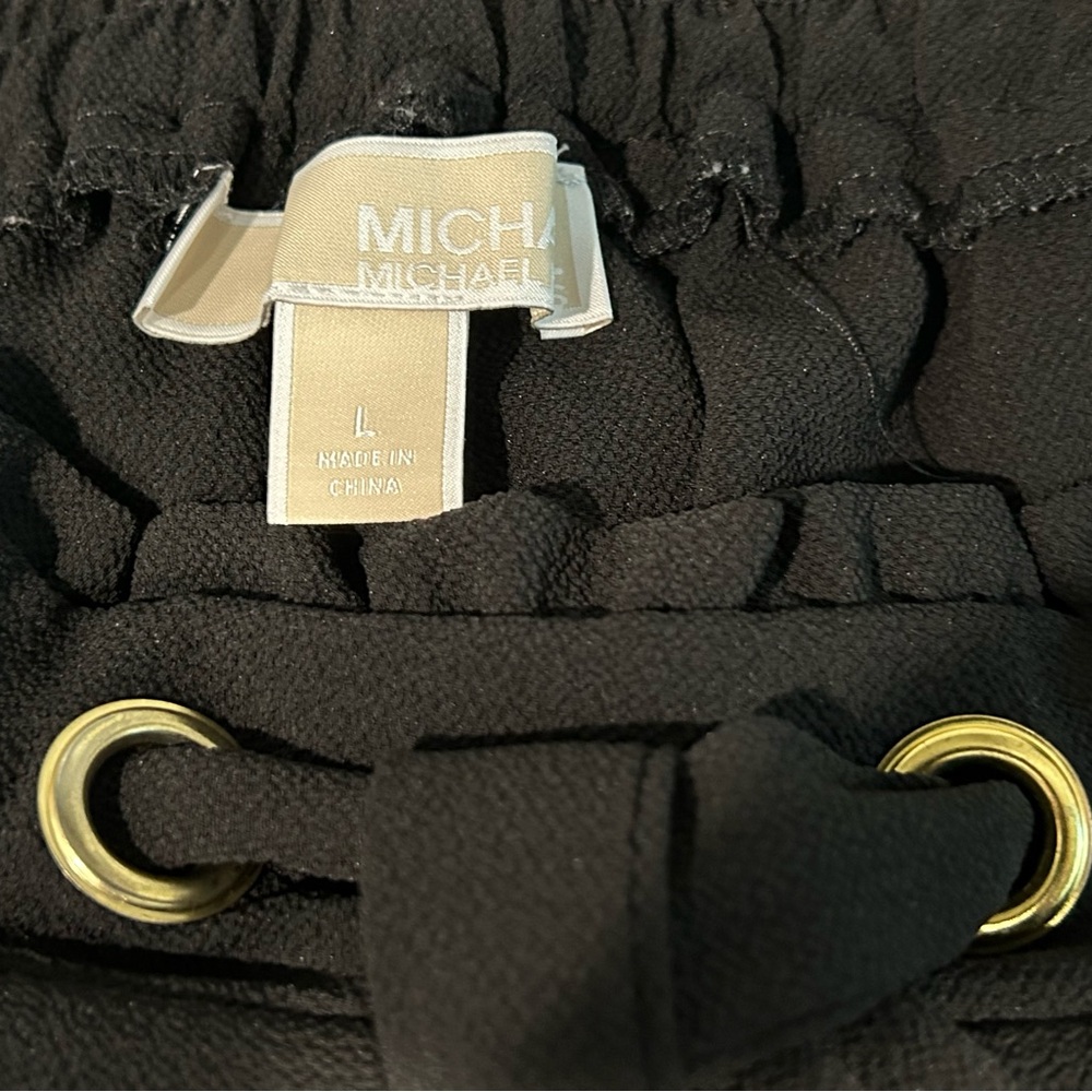 Michael Kors Black Cropped Dress Pants with Gold Accents Sz L